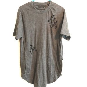 Distressed tall shirt mens L